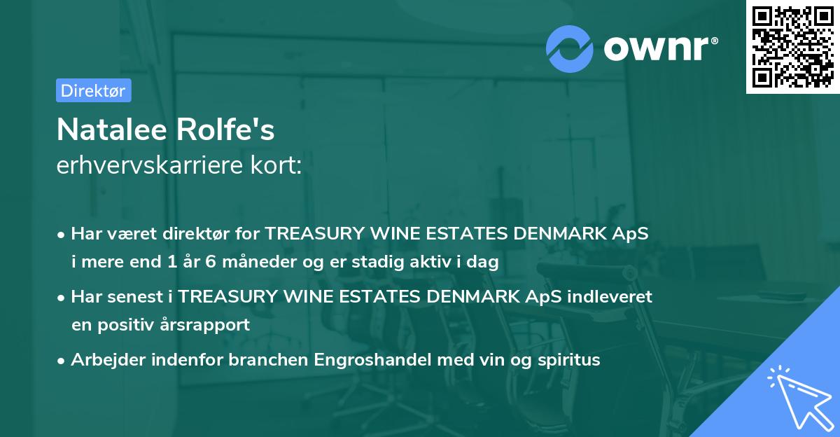 Natalee Rolfe's erhvervskarriere kort