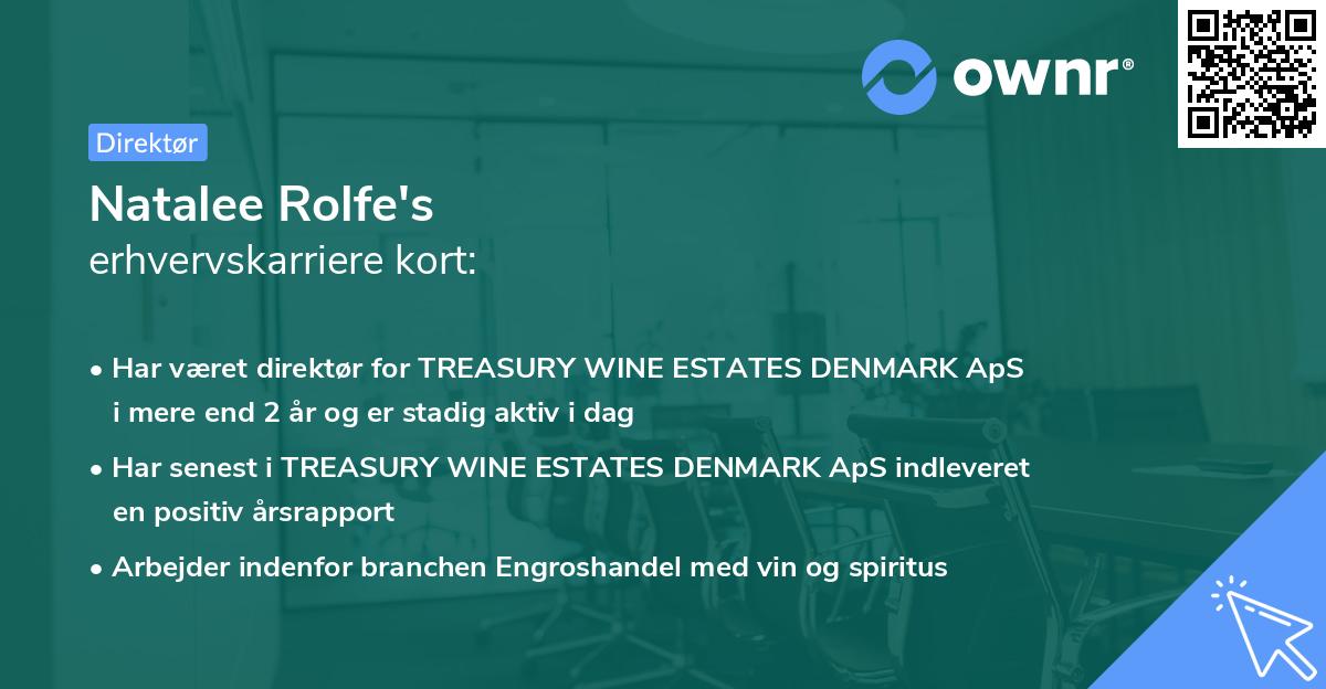 Natalee Rolfe's erhvervskarriere kort
