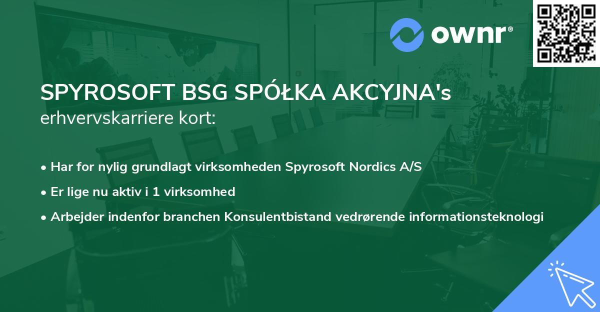 SPYROSOFT BSG SPÓŁKA AKCYJNA's erhvervskarriere kort