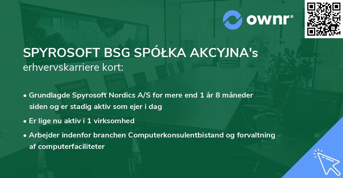 SPYROSOFT BSG SPÓŁKA AKCYJNA's erhvervskarriere kort