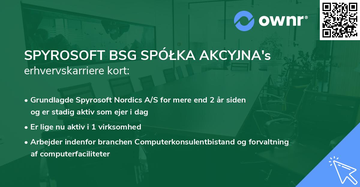 SPYROSOFT BSG SPÓŁKA AKCYJNA's erhvervskarriere kort