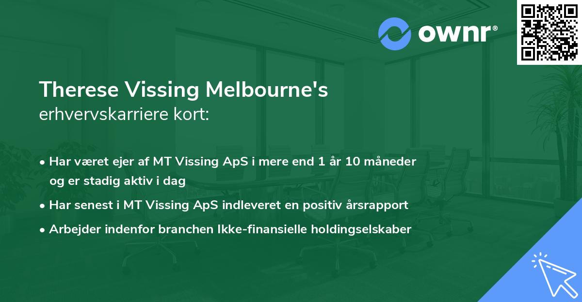 Therese Vissing Melbourne's erhvervskarriere kort