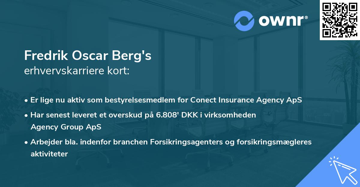 Fredrik Oscar Berg's erhvervskarriere kort