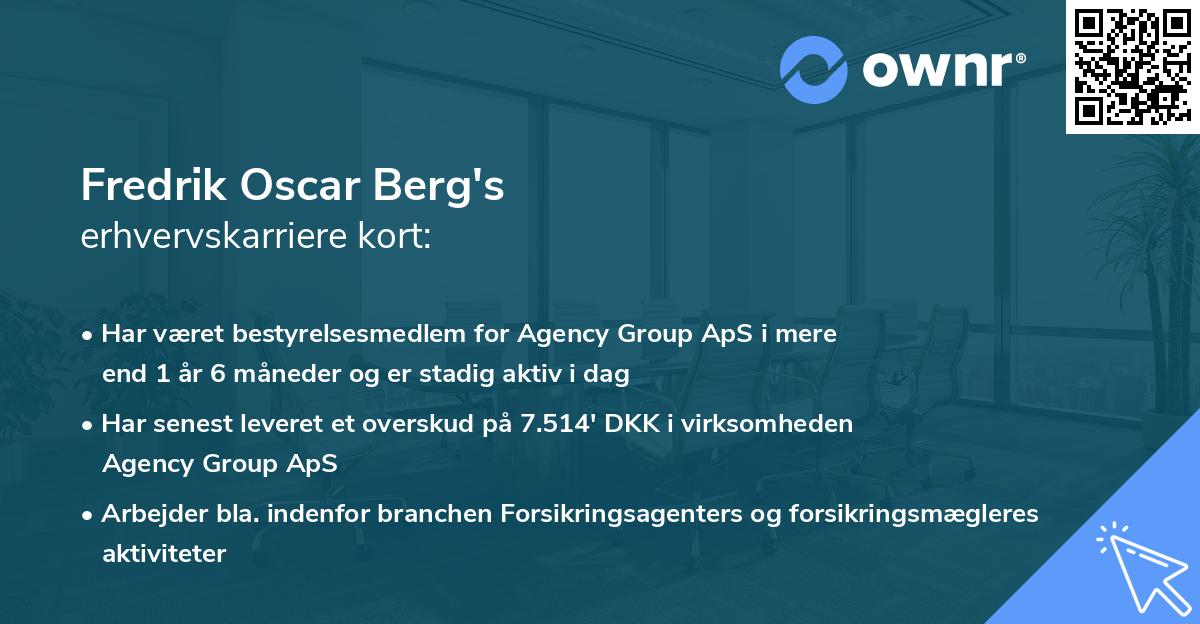 Fredrik Oscar Berg's erhvervskarriere kort