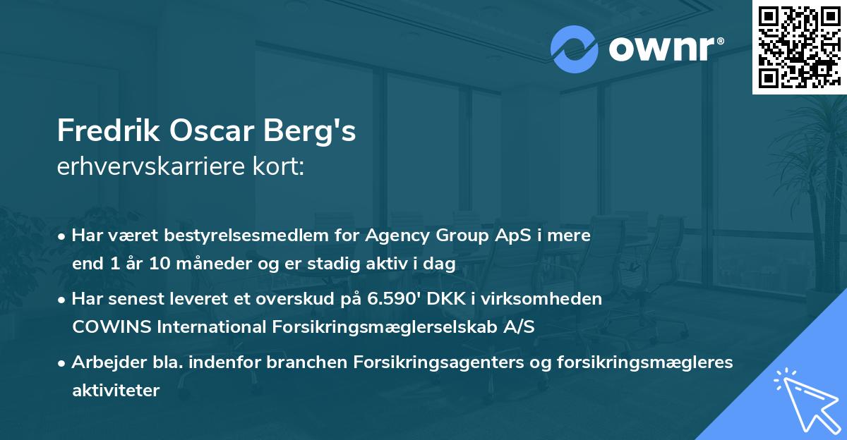 Fredrik Oscar Berg's erhvervskarriere kort