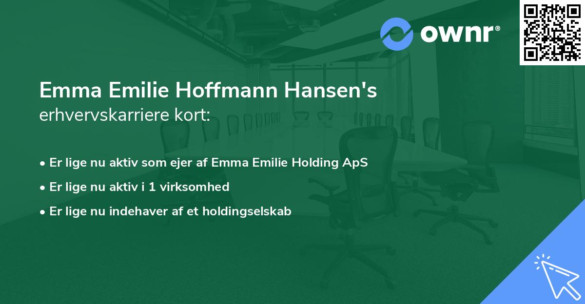 Emma Emilie Hoffmann Hansen's erhvervskarriere kort