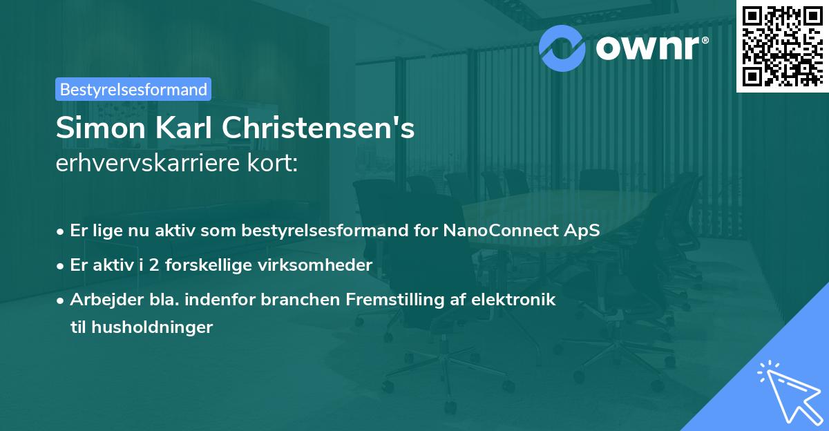 Simon Karl Christensen's erhvervskarriere kort