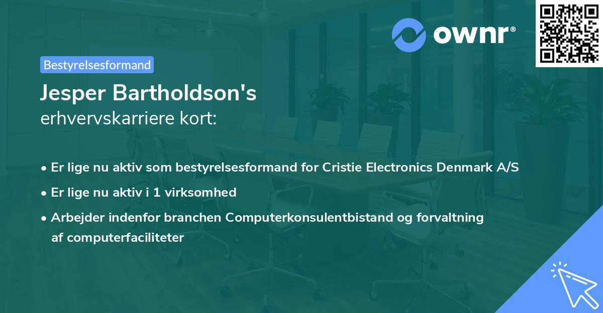 Jesper Bartholdson's erhvervskarriere kort