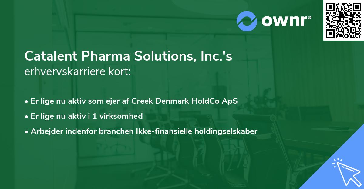 Catalent Pharma Solutions, Inc.'s erhvervskarriere kort