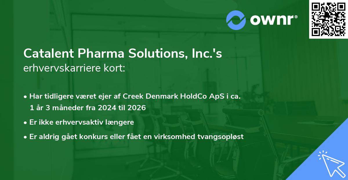 Catalent Pharma Solutions, Inc.'s erhvervskarriere kort
