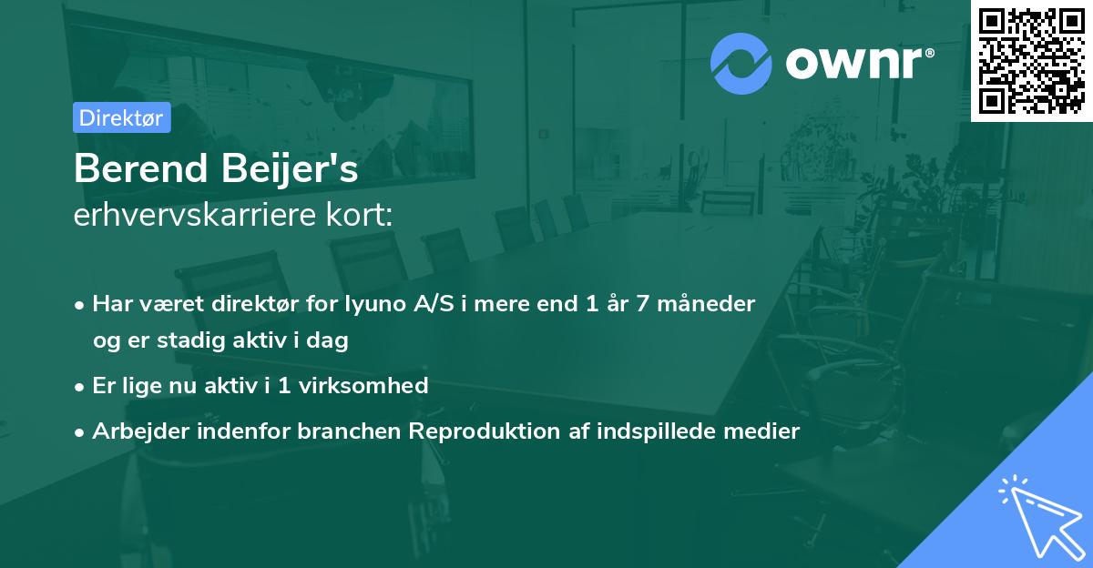 Berend Beijer's erhvervskarriere kort
