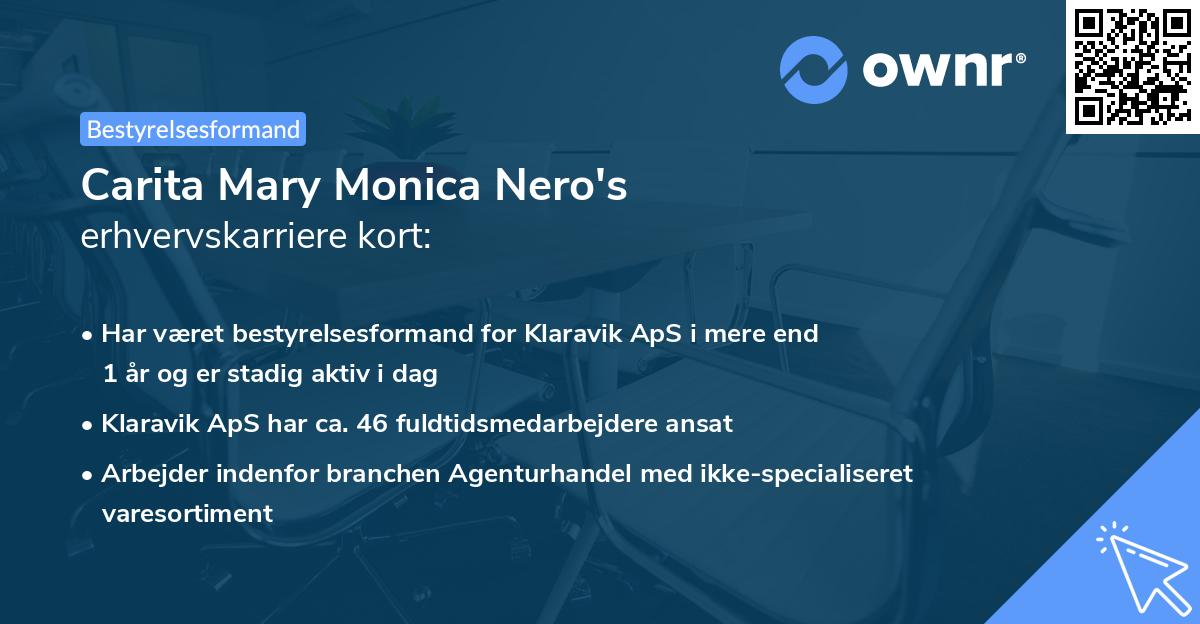 Carita Mary Monica Nero's erhvervskarriere kort