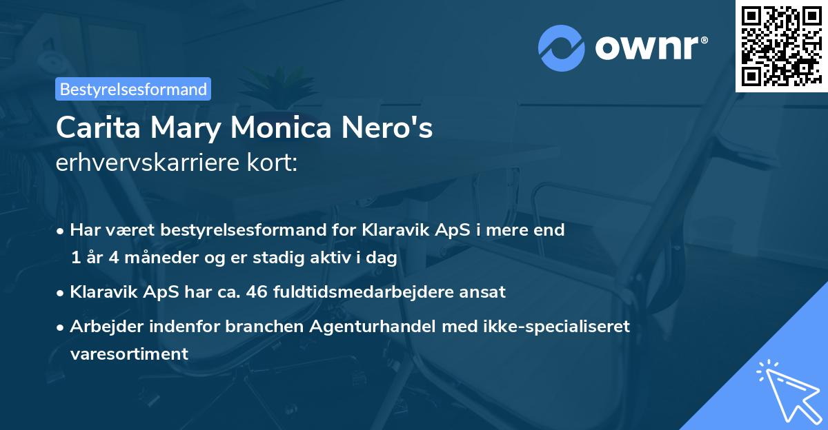 Carita Mary Monica Nero's erhvervskarriere kort