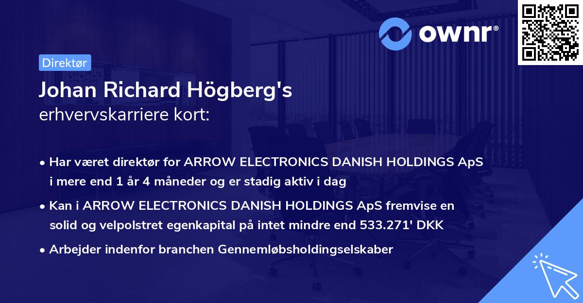 Johan Richard Högberg's erhvervskarriere kort