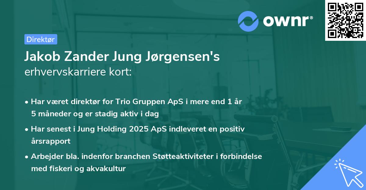 Jakob Zander Jung Jørgensen's erhvervskarriere kort