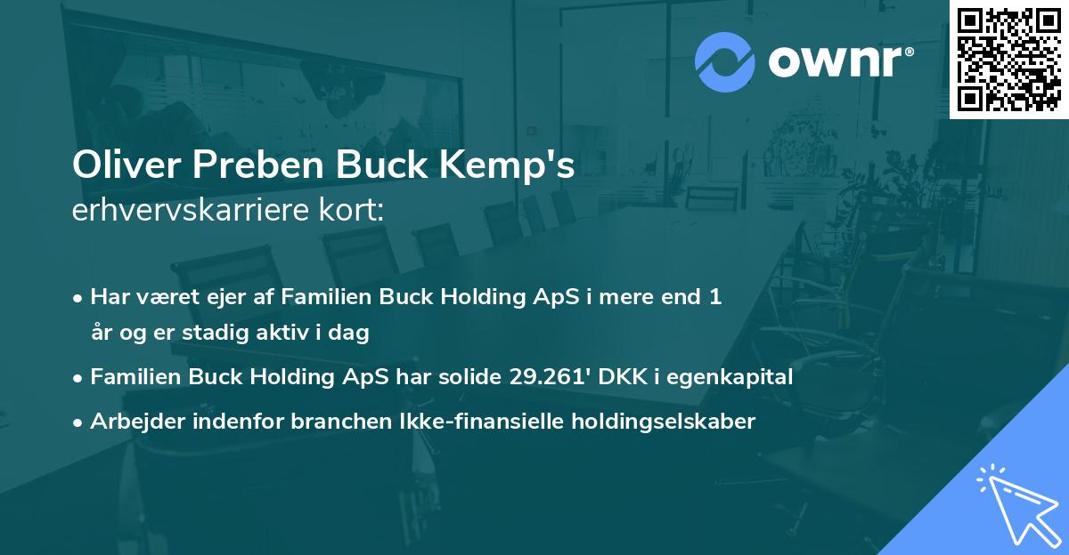 Oliver Preben Buck Kemp's erhvervskarriere kort