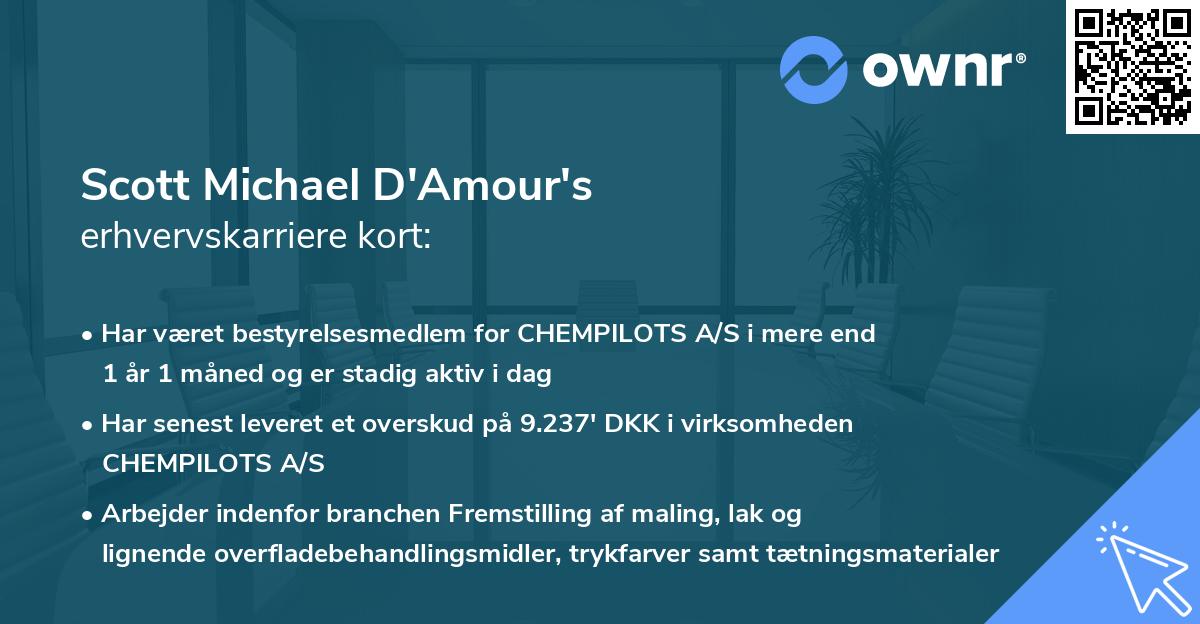 Scott Michael D'Amour's erhvervskarriere kort