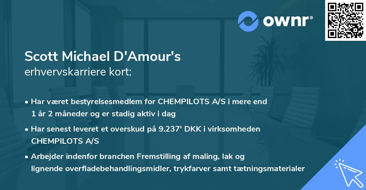 Scott Michael D'Amour's erhvervskarriere kort