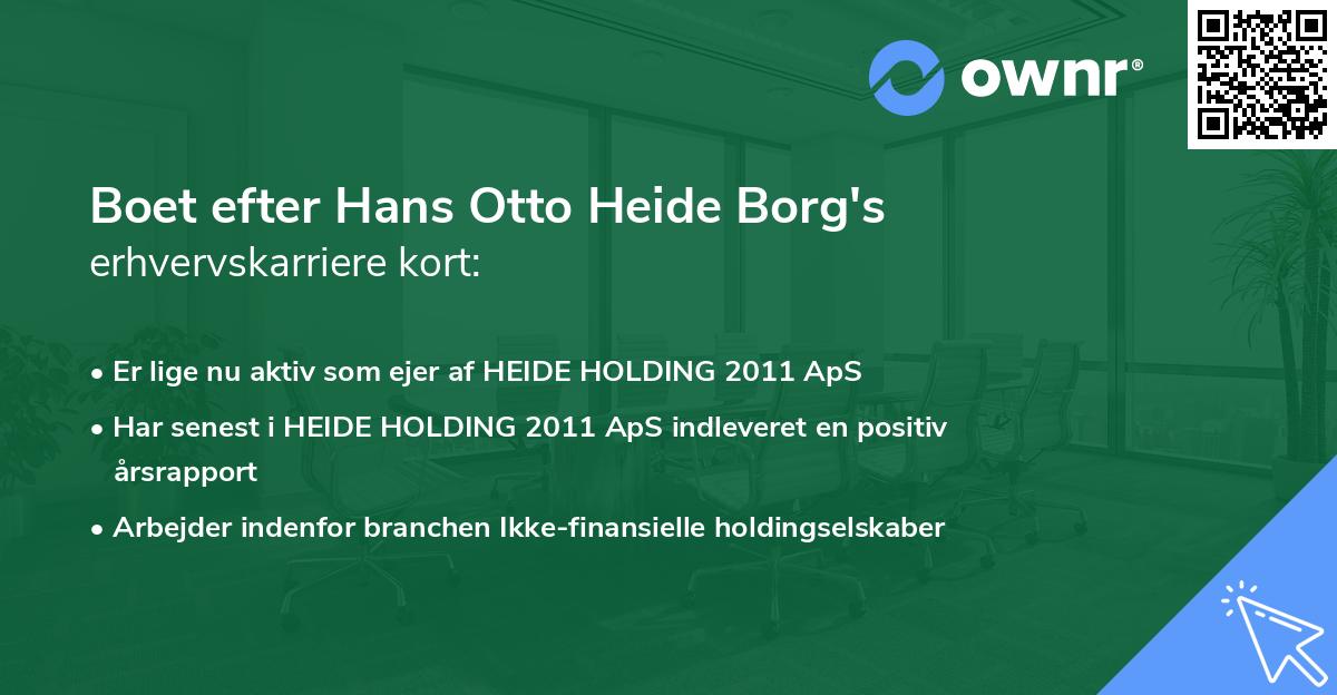 Boet efter Hans Otto Heide Borg's erhvervskarriere kort
