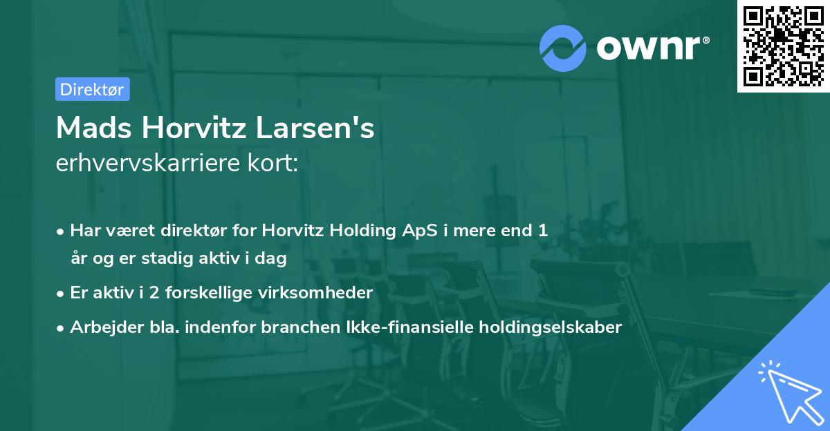 Mads Horvitz Larsen's erhvervskarriere kort