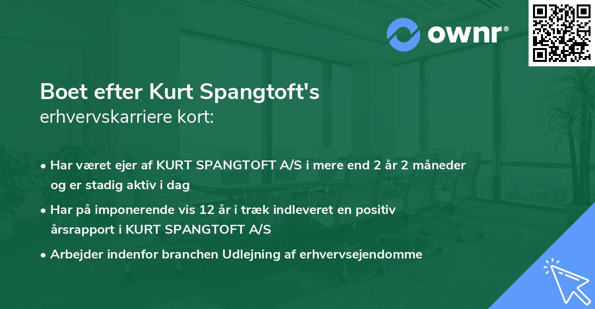 Boet efter Kurt Spangtoft's erhvervskarriere kort