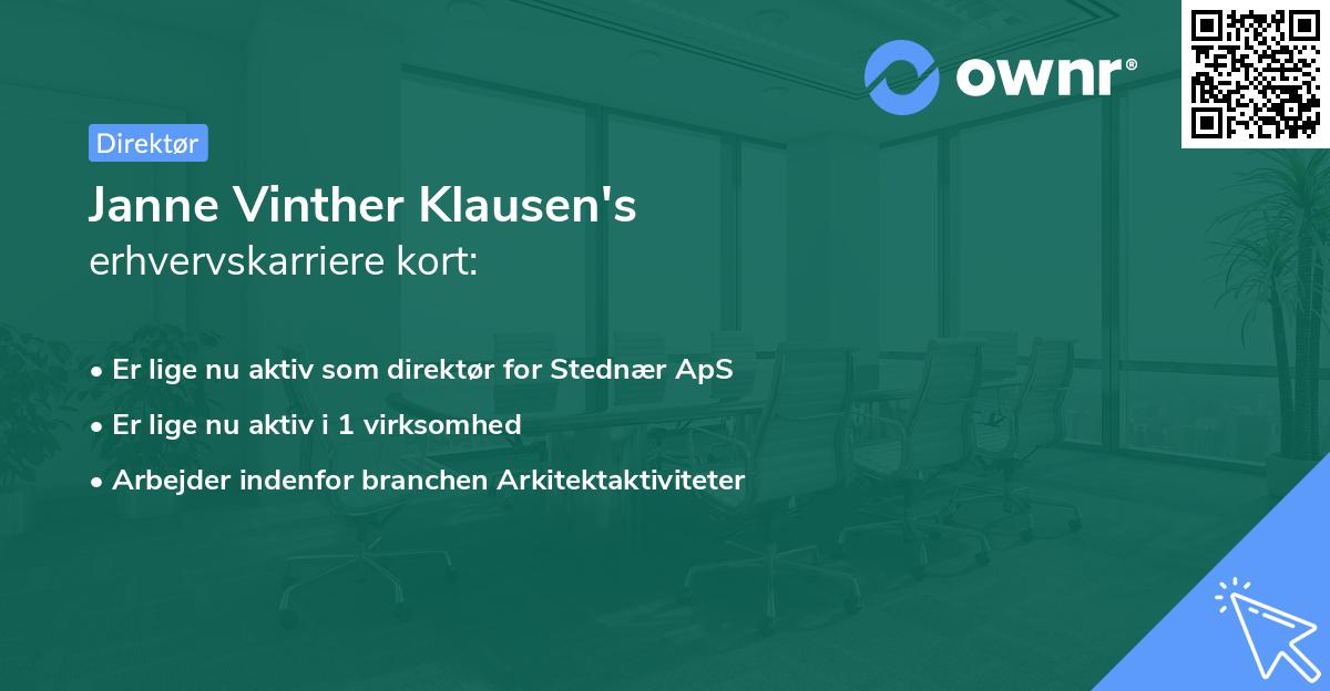 Janne Vinther Klausen's erhvervskarriere kort