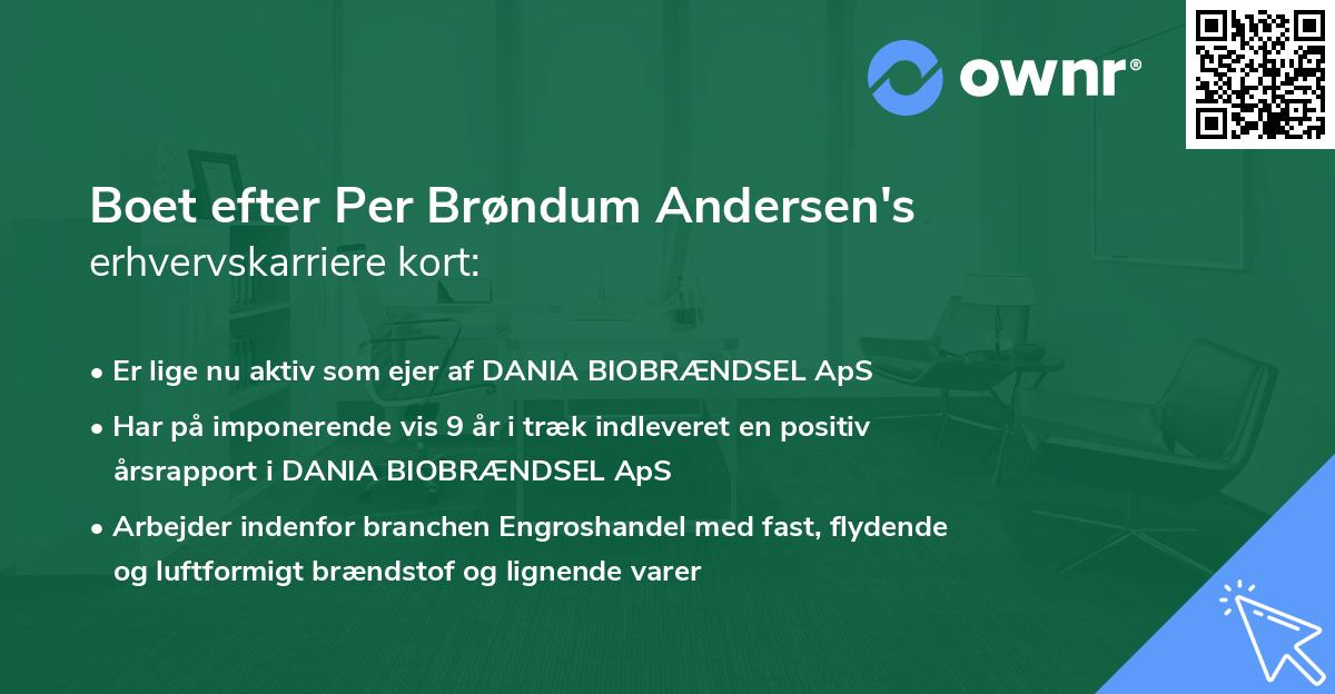 Boet efter Per Brøndum Andersen's erhvervskarriere kort