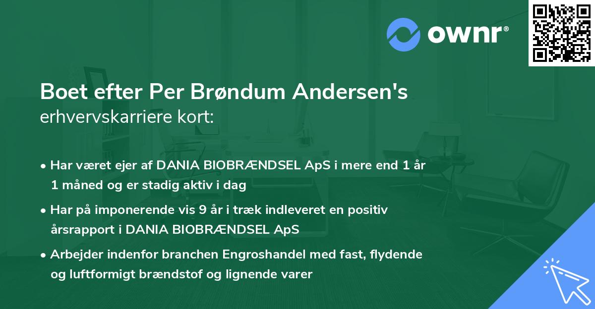 Boet efter Per Brøndum Andersen's erhvervskarriere kort