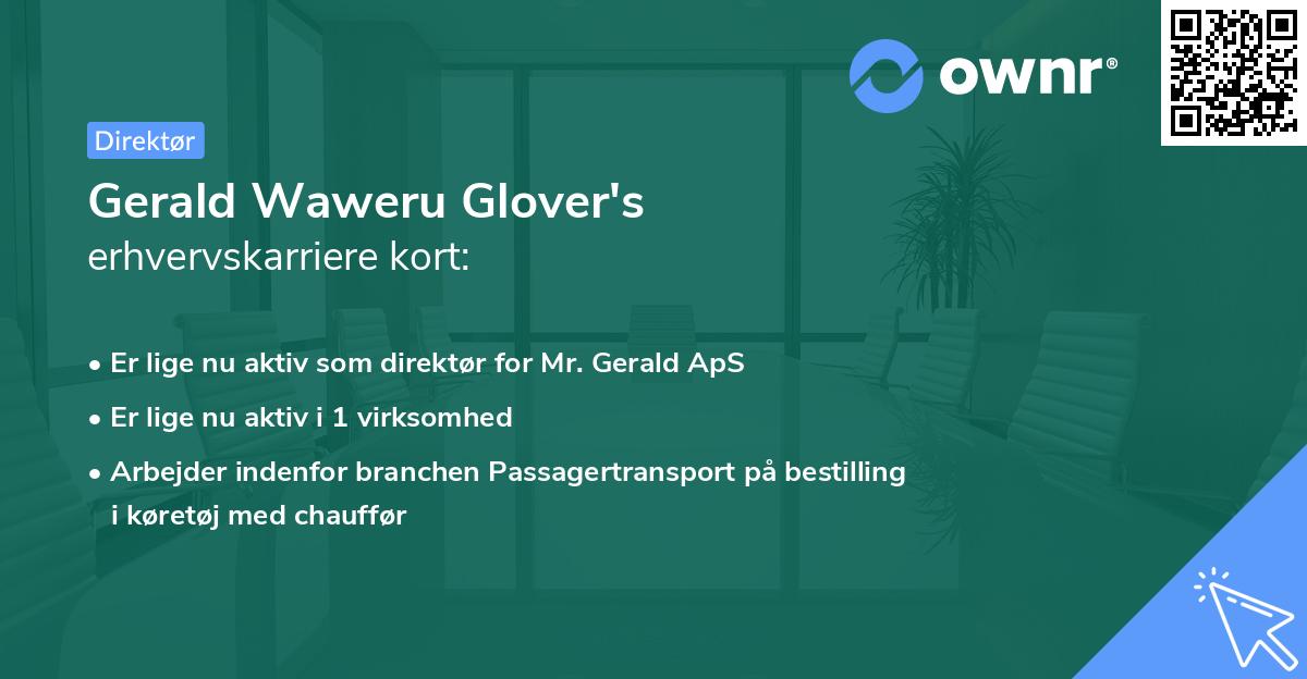 Gerald Waweru Glover's erhvervskarriere kort