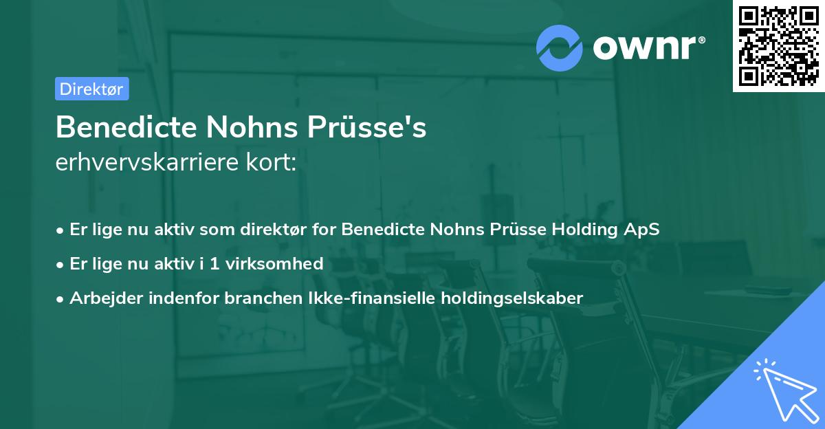 Benedicte Nohns Prüsse's erhvervskarriere kort