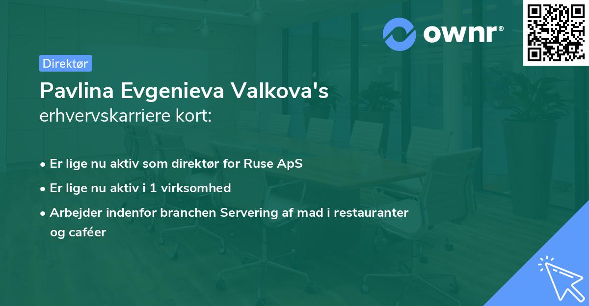 Pavlina Evgenieva Valkova's erhvervskarriere kort