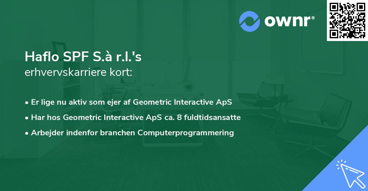 Haflo SPF S.à r.l.'s erhvervskarriere kort