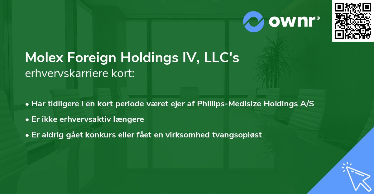 Molex Foreign Holdings IV, LLC's erhvervskarriere kort