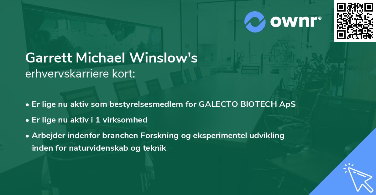 Garrett Michael Winslow's erhvervskarriere kort