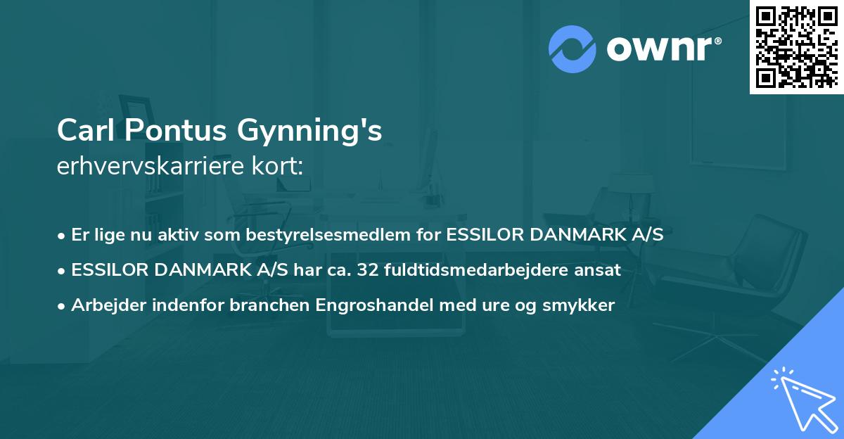 Carl Pontus Gynning's erhvervskarriere kort