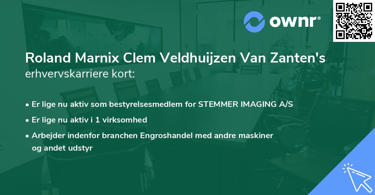 Roland Marnix Clem Veldhuijzen Van Zanten's erhvervskarriere kort