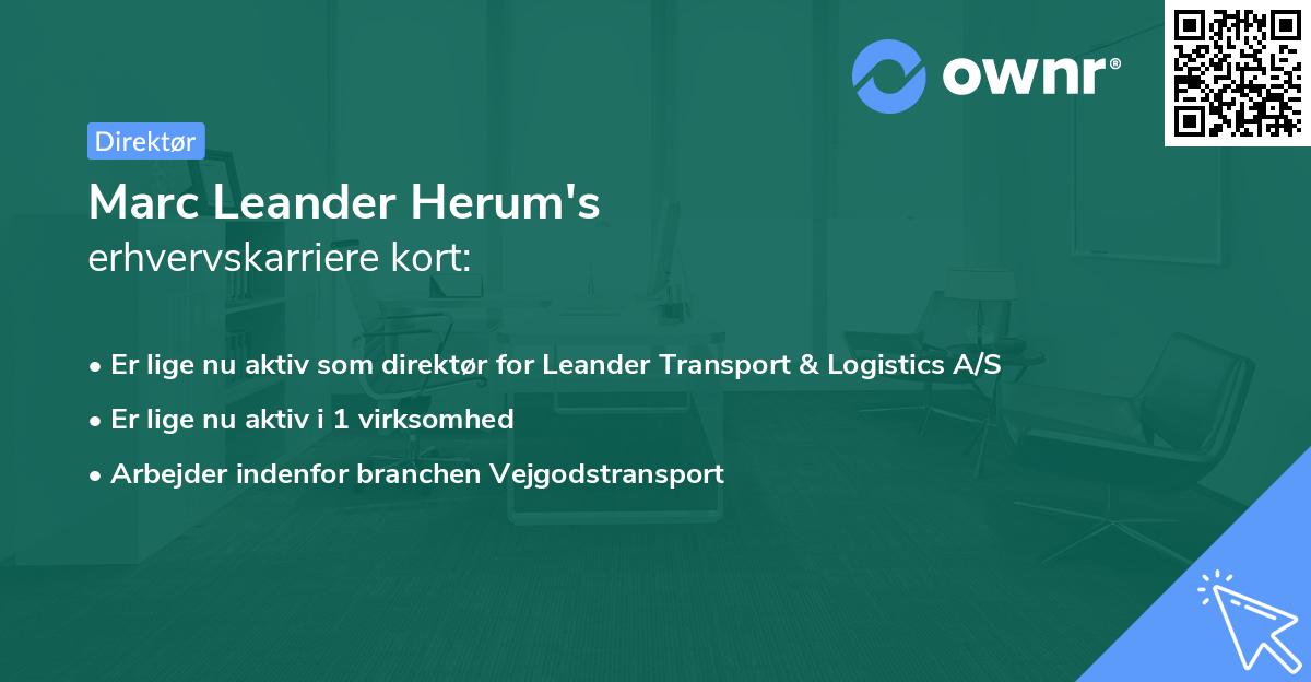 Marc Leander Herum's erhvervskarriere kort