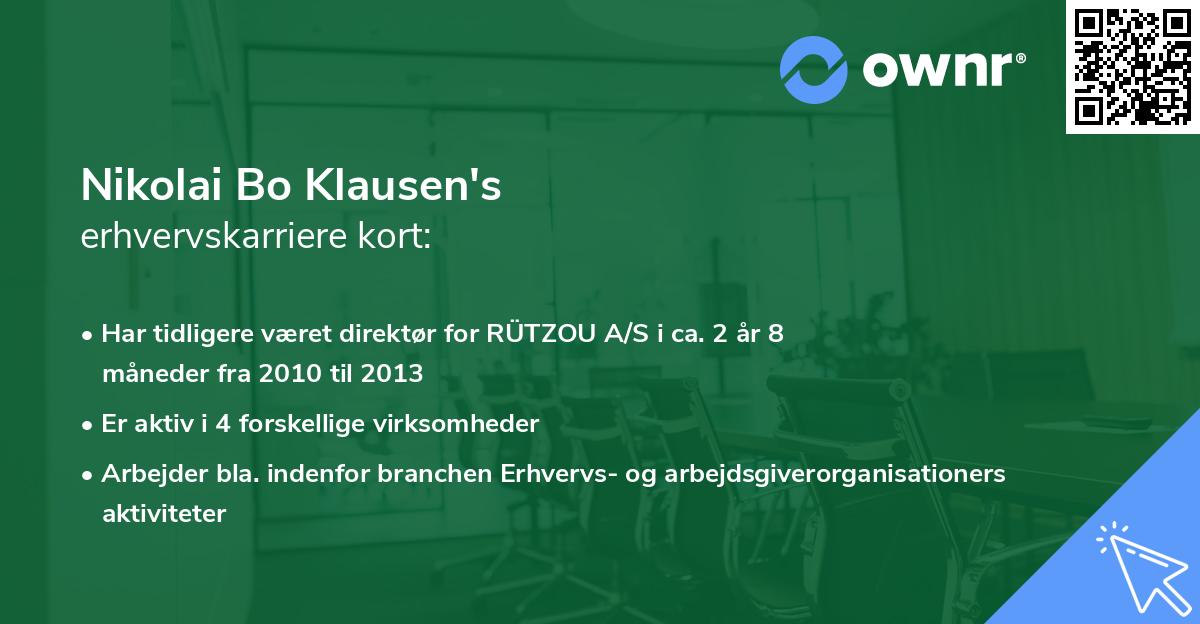 Nikolai Bo Klausen's erhvervskarriere kort