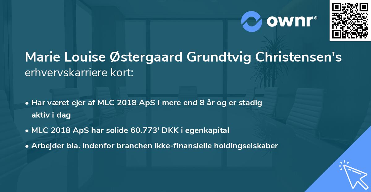 Marie Louise Østergaard Grundtvig Christensen's erhvervskarriere kort