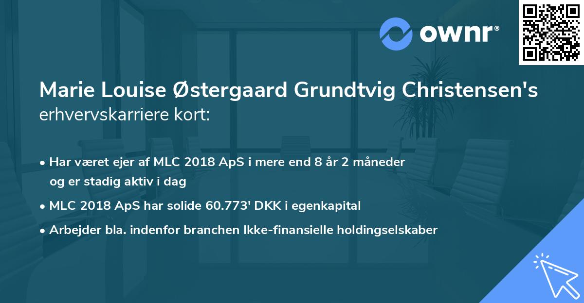Marie Louise Østergaard Grundtvig Christensen's erhvervskarriere kort