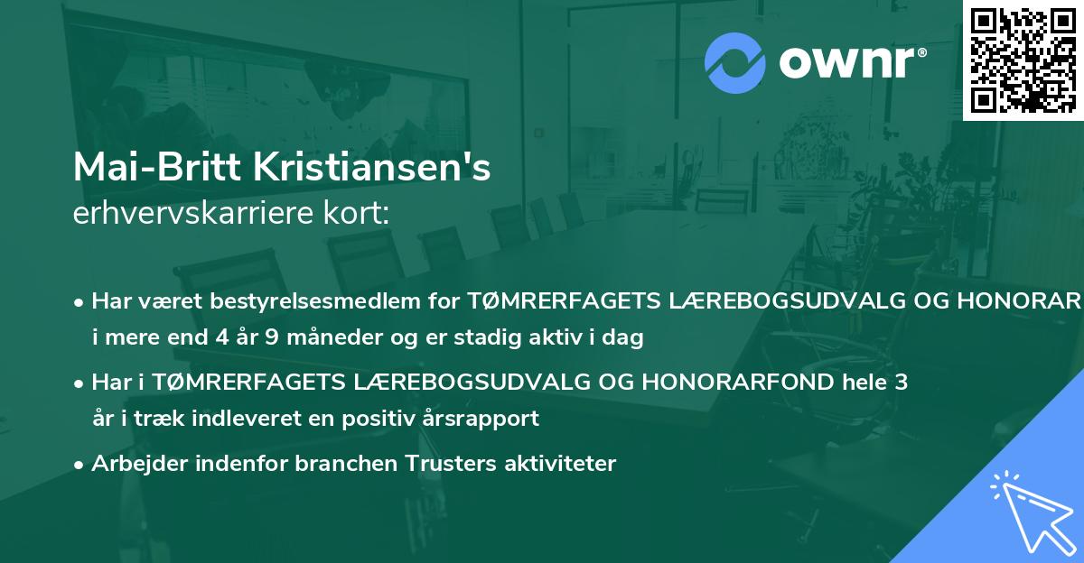 Mai-Britt Kristiansen's erhvervskarriere kort