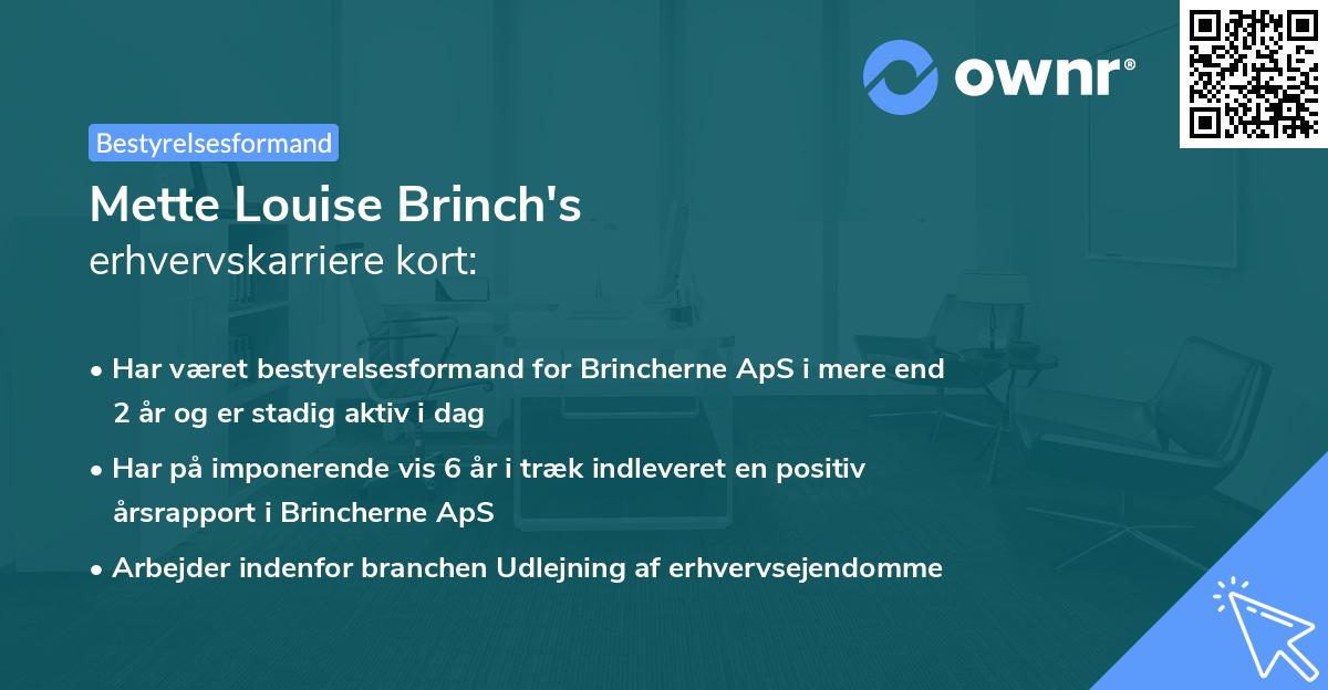 Mette Louise Brinch's erhvervskarriere kort