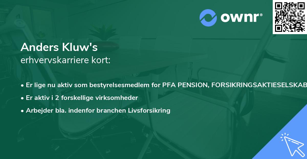 Anders Kluw's erhvervskarriere kort