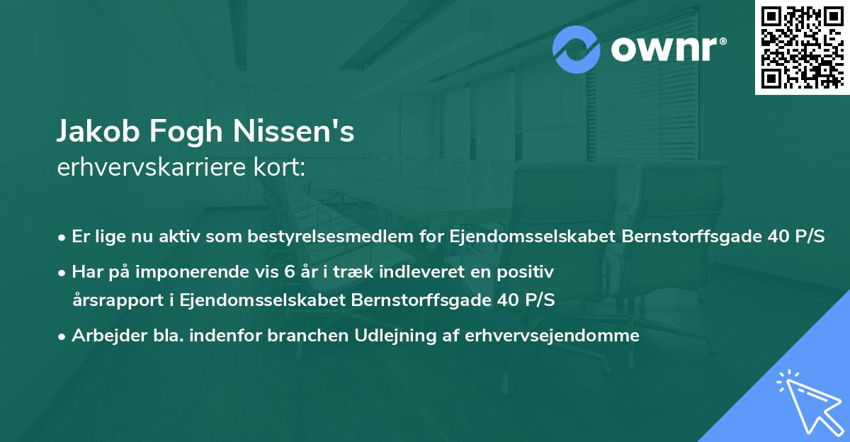 Jakob Fogh Nissen's erhvervskarriere kort