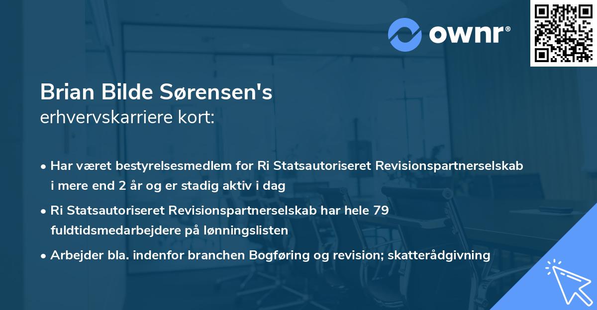 Brian Bilde Sørensen's erhvervskarriere kort