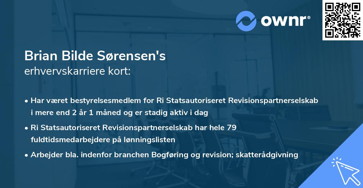 Brian Bilde Sørensen's erhvervskarriere kort