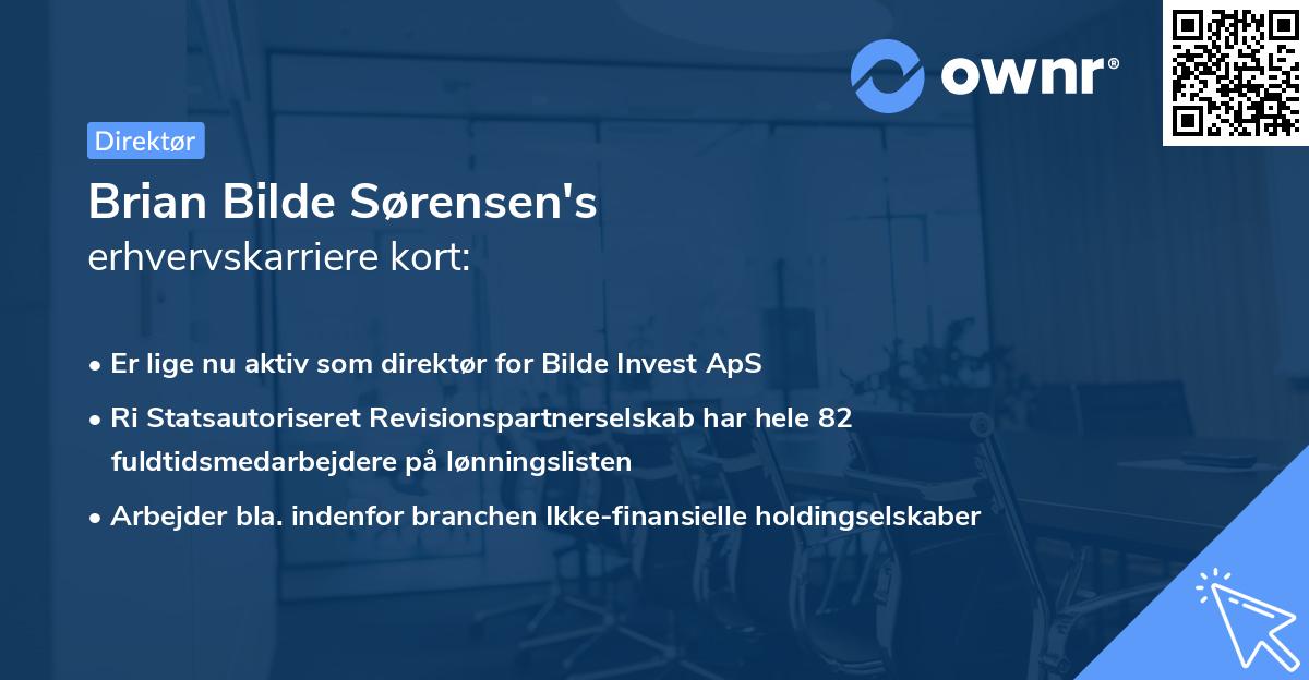 Brian Bilde Sørensen's erhvervskarriere kort