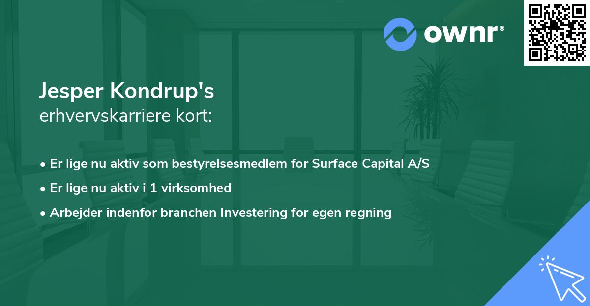 Jesper Kondrup's erhvervskarriere kort