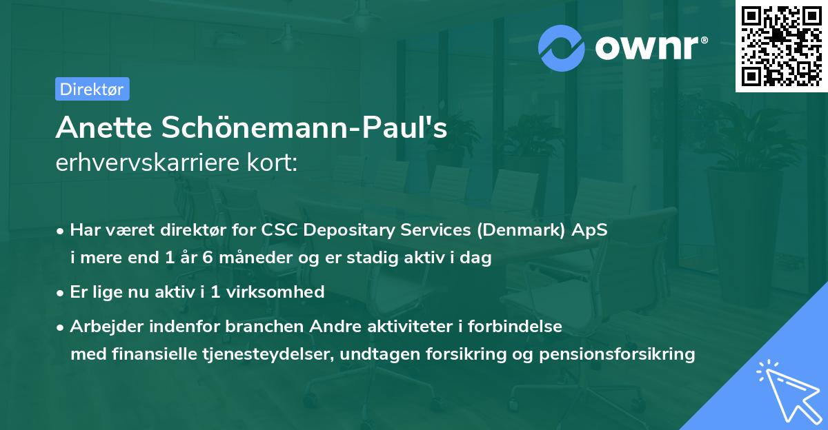 Anette Schönemann-Paul's erhvervskarriere kort