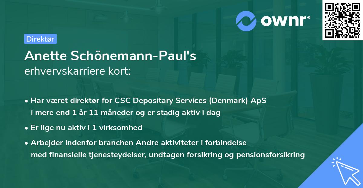 Anette Schönemann-Paul's erhvervskarriere kort